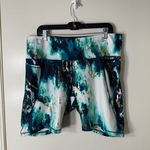 Old Navy‎ Green Marbled High Rise Bike Short Plus Size 2X